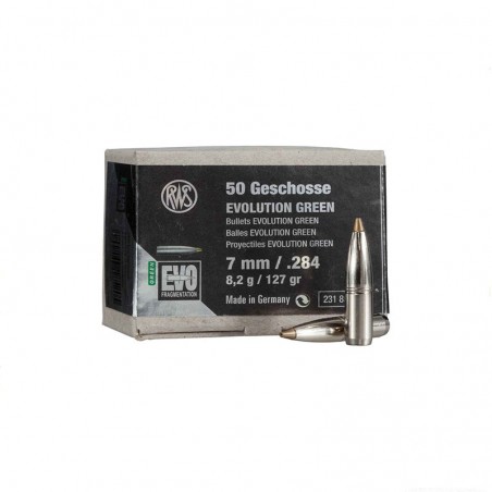 BULLETS RWS EVO GREEN 7MM, DIA .284, 127GRS