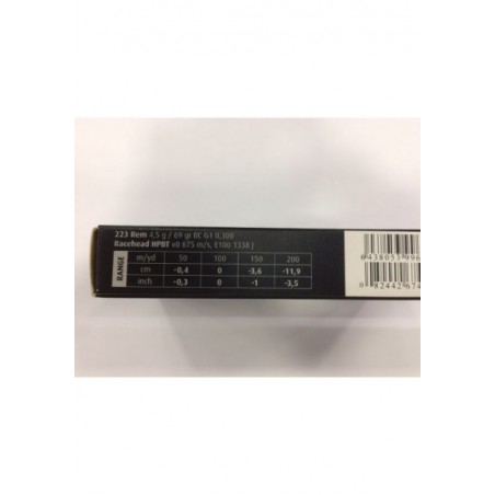 CARTUCCE SAKO CAL. 223 REM RACEHEAD PESO (69/4.5) PALLA HPBT Sierra Match King