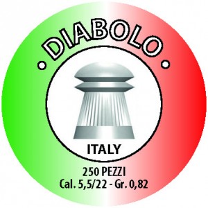 Piombini calibro 5,5 modello diabolo peso 0,53 gr. confezione da 250 pezzi.