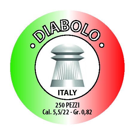 Piombini calibro 5,5 modello diabolo peso 0,53 gr. confezione da 250 pezzi.