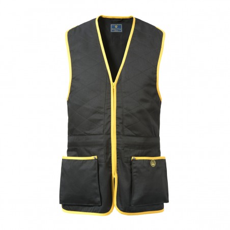 Beretta Trap Cotton Vest - Black With Yellow Trim