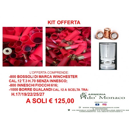 Kit offerta 800 bossoli + 800 inneschi + 1000 borre