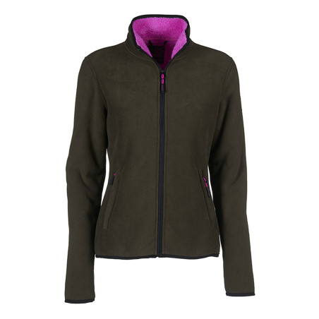 Univers giacca dubbed pile verde scuro / rosa