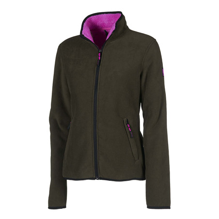 Univers giacca dubbed pile verde scuro / rosa