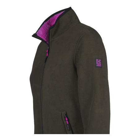Univers giacca dubbed pile verde scuro / rosa