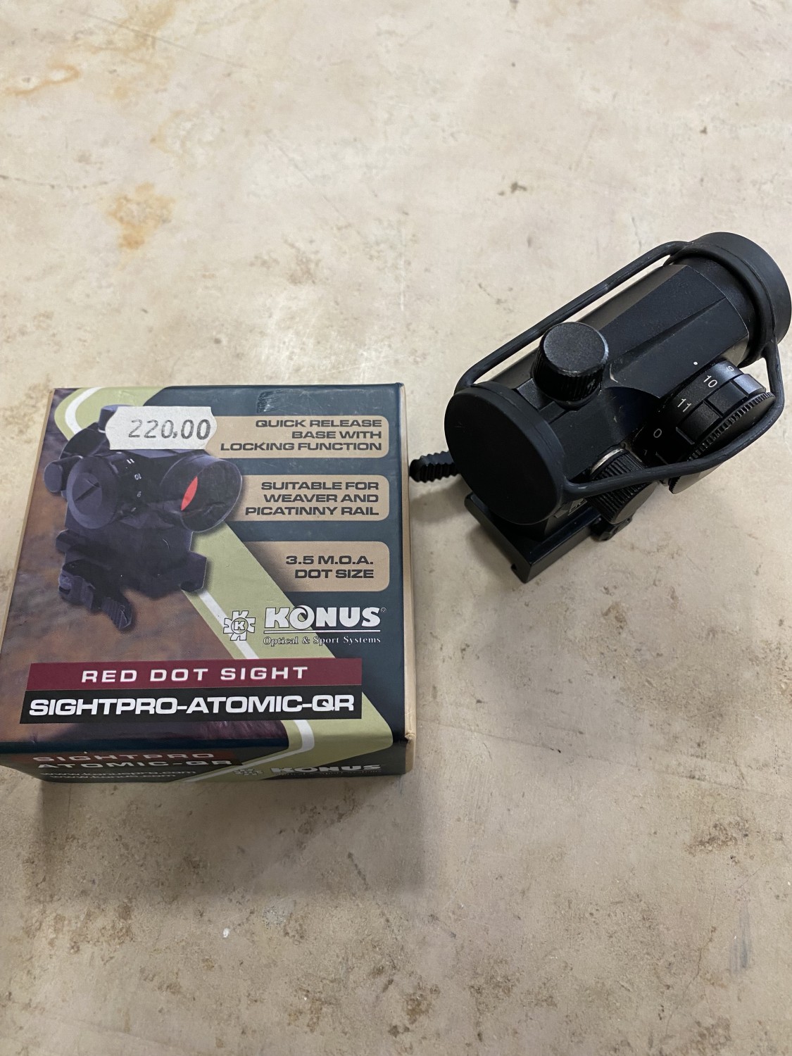 Red dot di marca Konus modello sightpro atomic qr con sgancio rapido