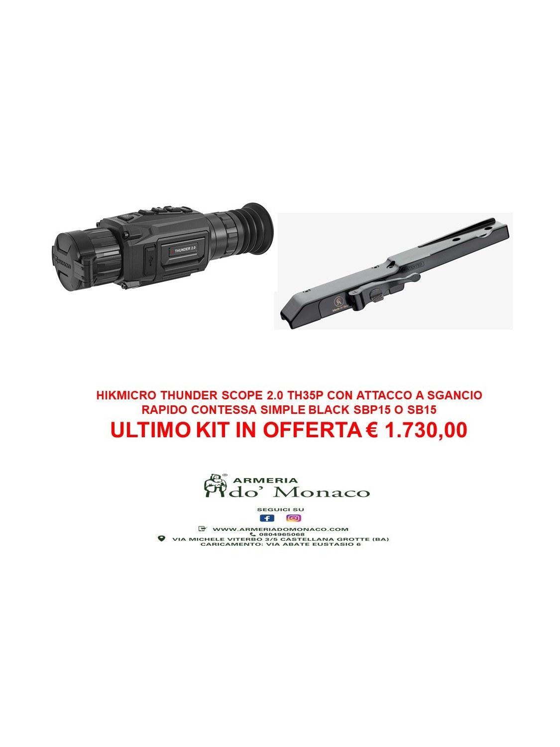 Hikmicro thunder scope 2.0 TH35P CON ATTACCO CONTESSA SIMPLE BLACK