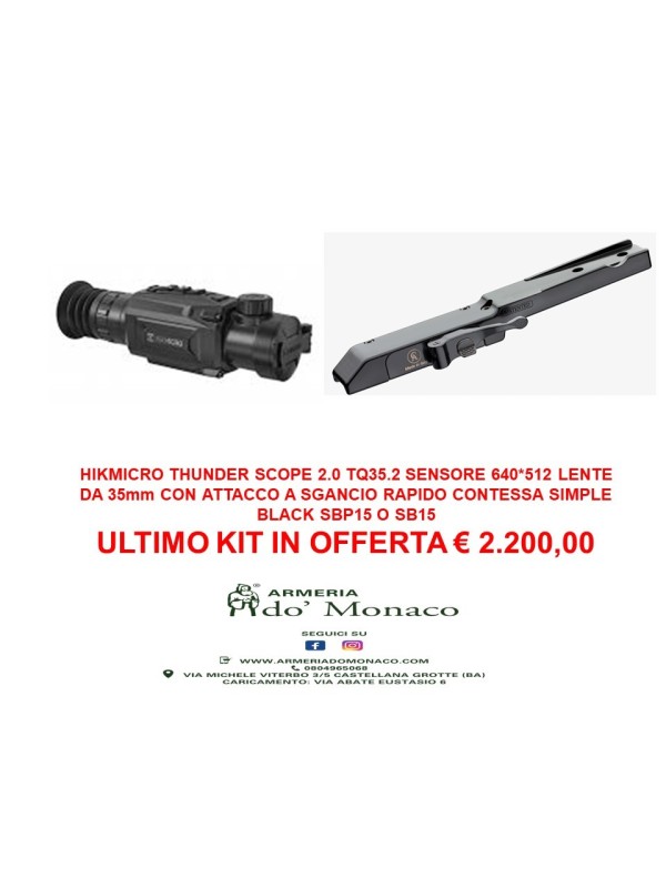Hikmicro thunder scope 2.0 TQ35.2 con attacco contessa