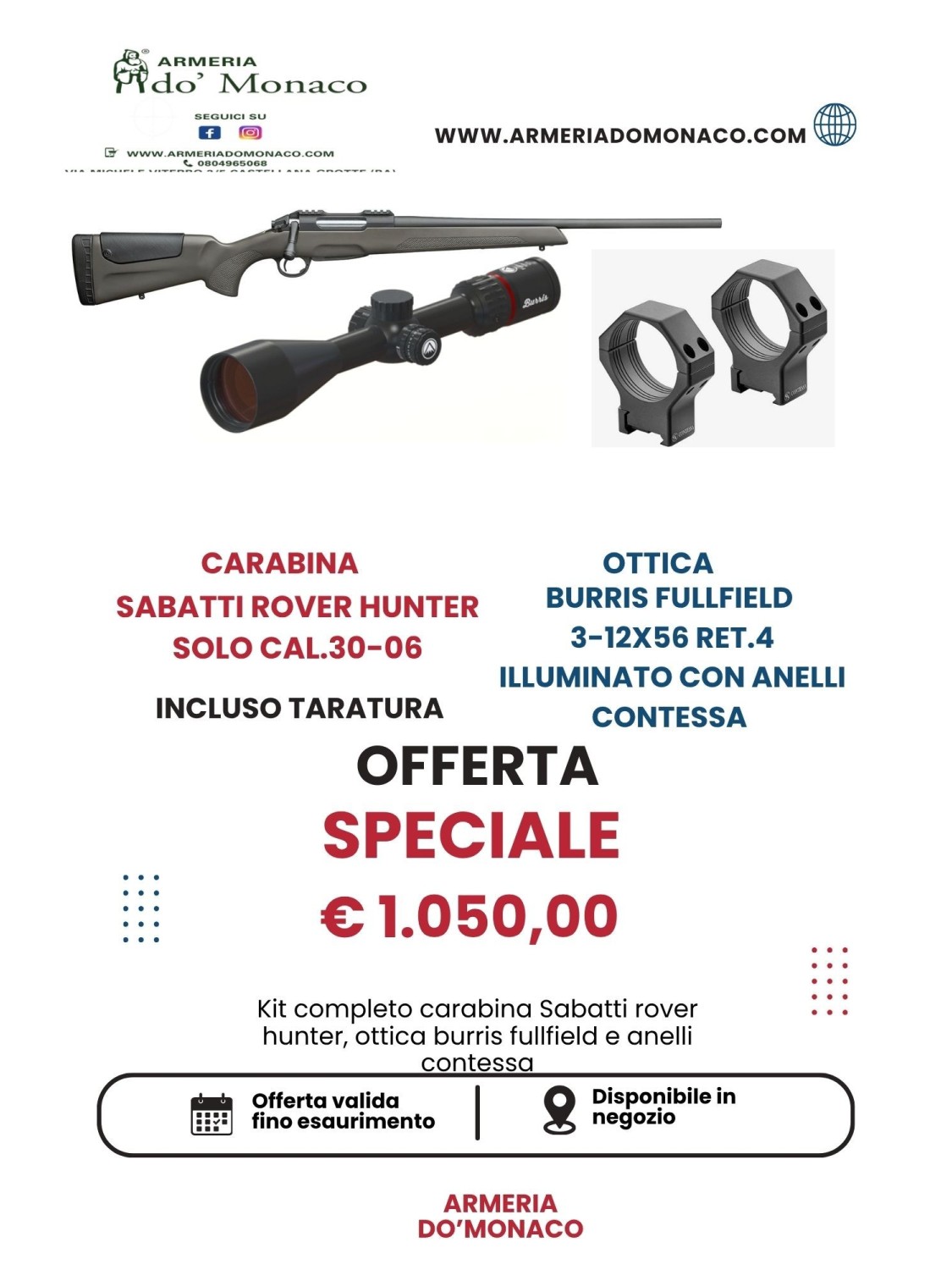 CARABINA BOLT ACTION SABATTI ROVER HUNTER CON OTTICA