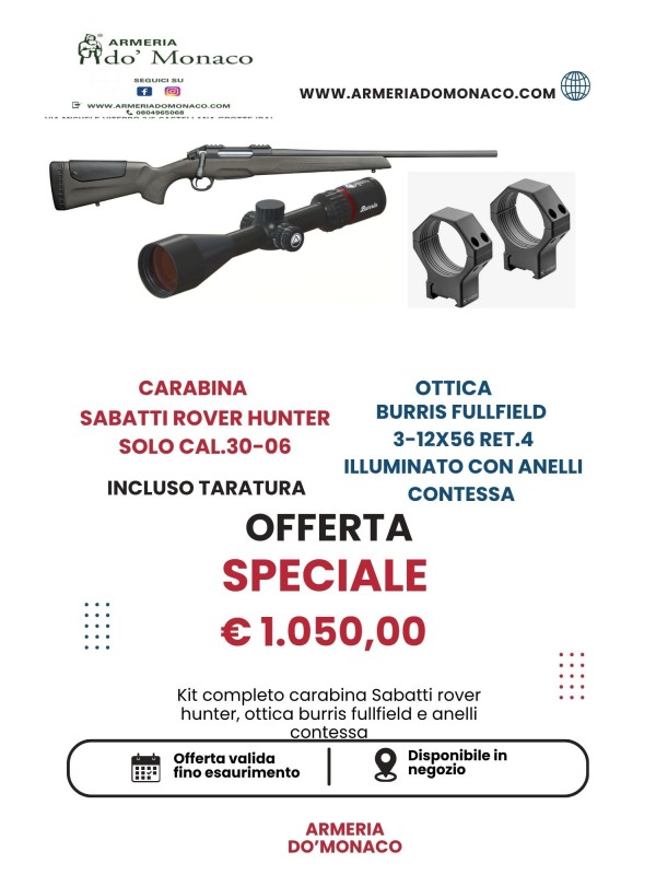 CARABINA BOLT ACTION SABATTI ROVER HUNTER CON OTTICA
