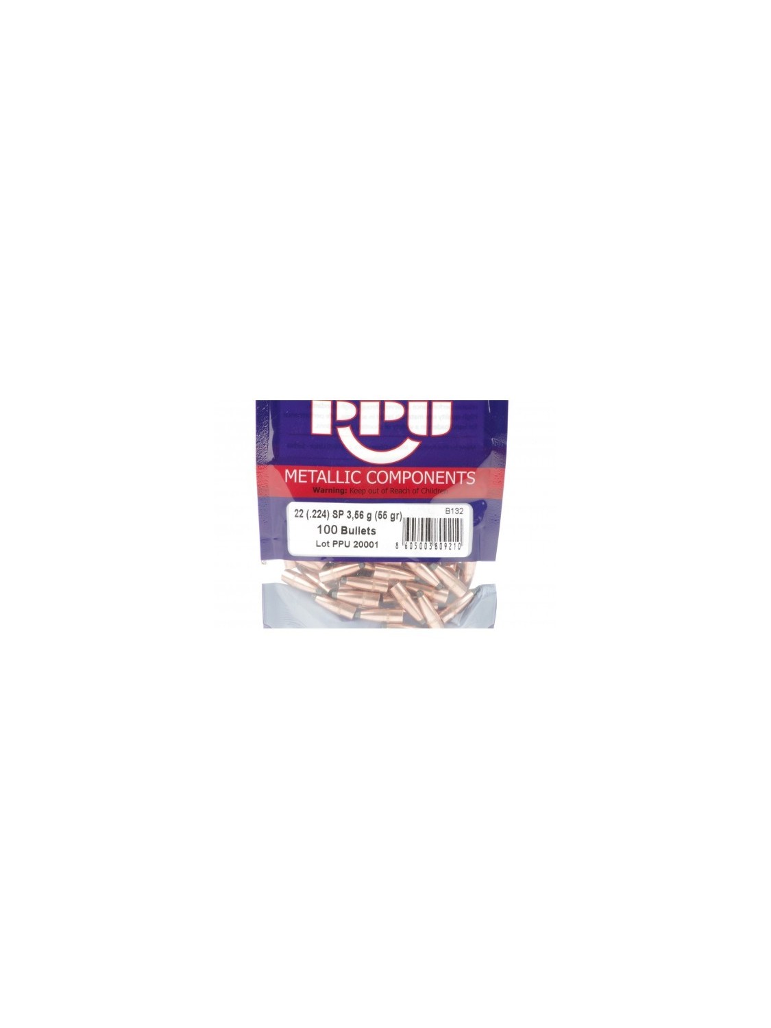 Ogive di marca PPU calibro 22 (224") SOFT POINT 55 grani