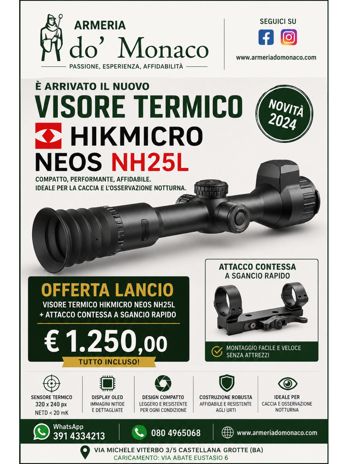 Ottica termica Hikmicro Neos NH25L - 320 x 240