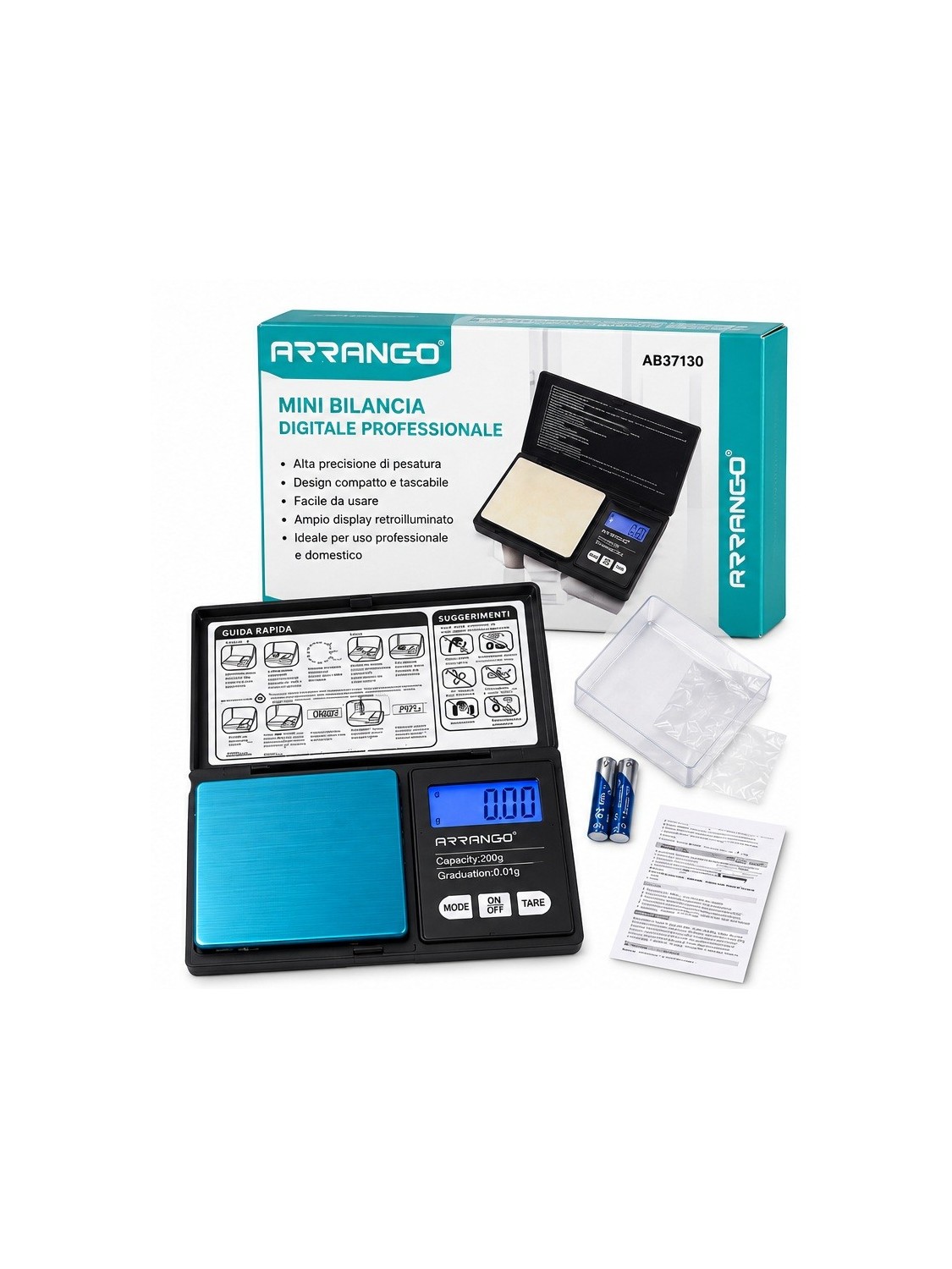 Mini Bilancia Digitale Professionale di Precisione 200 g / 0,01 g